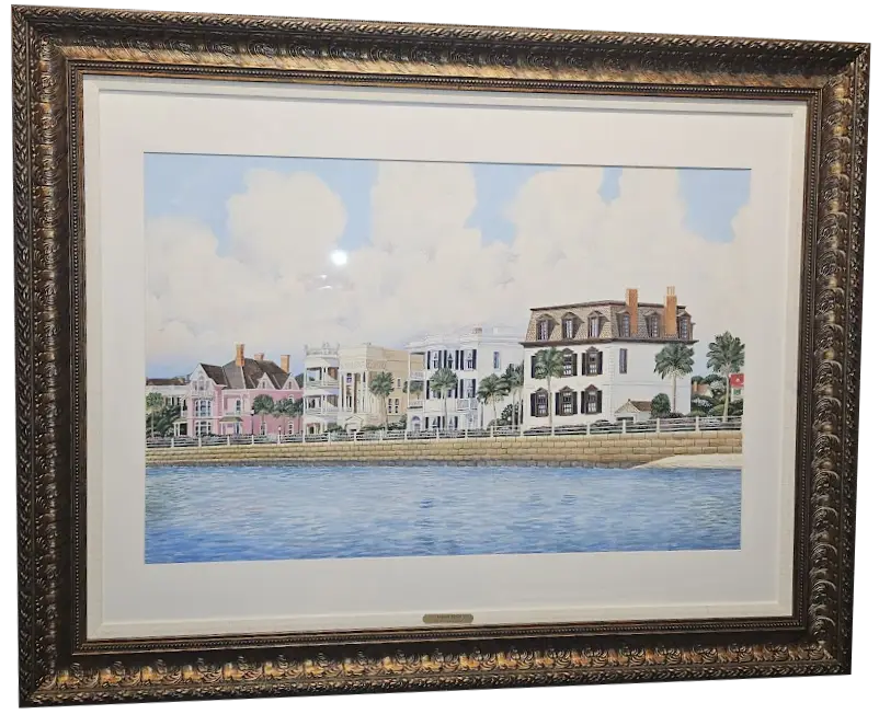 Vic Gillespie Original Watercolor Painting "The Charleston Battery" Fine Art Framed